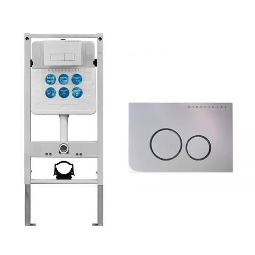 Инсталляция HYDROSMART для подвесного унитаза 07801.N + Панель смыва HYDROSMART 07812.W белый с круглыми клавишами