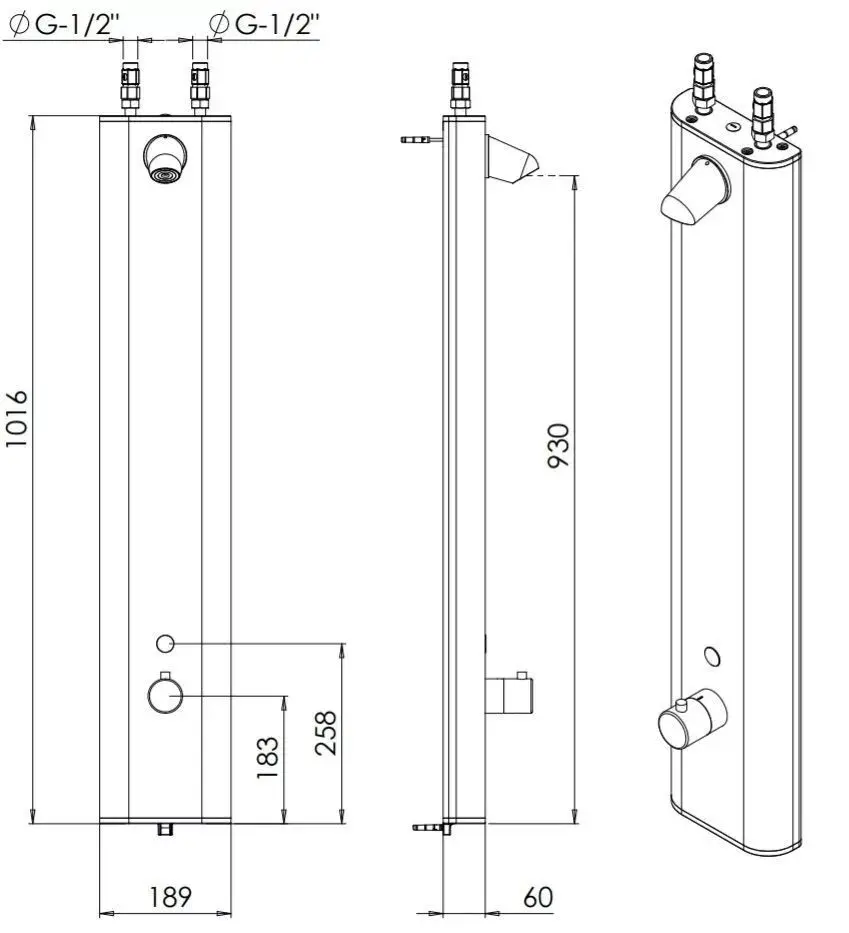 Электронная душевая панель с пьезо-кнопкой Stern Perfect Time Shower Panel 1000 TB