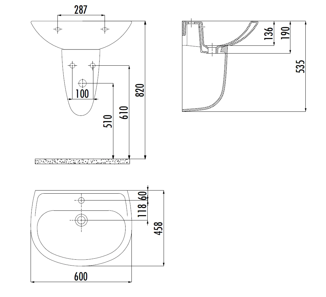 CREAVIT SEDEF Раковина подвесная (45*60) SD060-00CB00E-0000