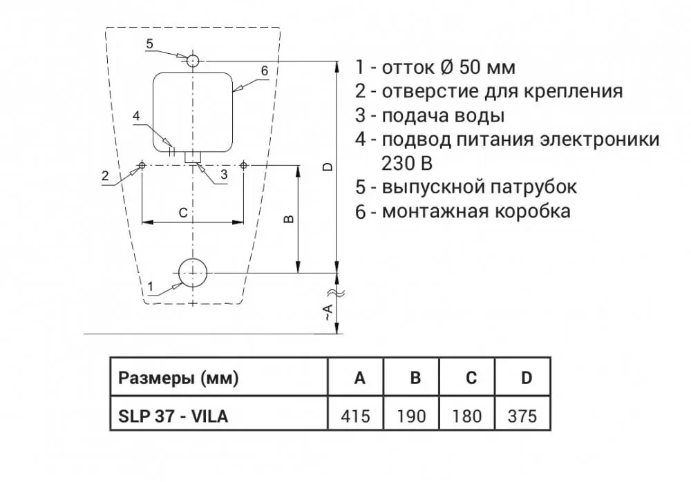 Писсуар с радарным смывом, Sanela SLP 37RZ (01375)
