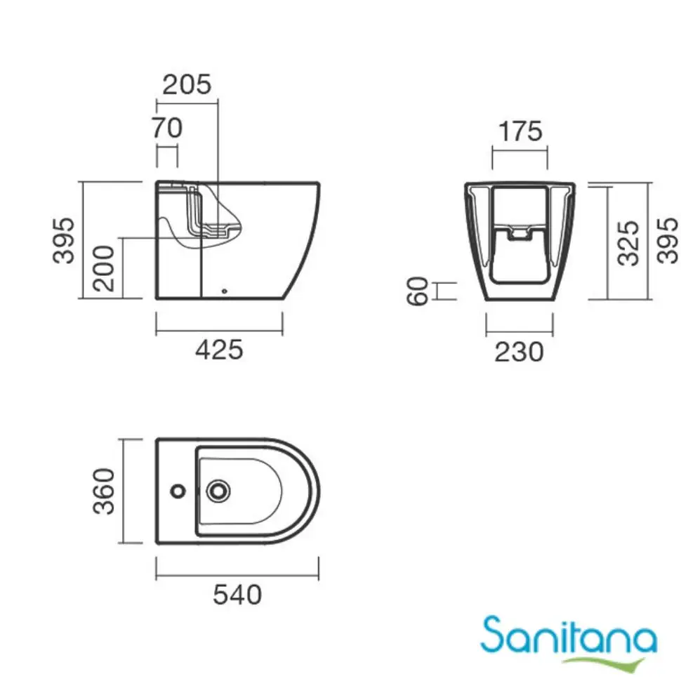Биде BTW приставное Sanitana CORAL S10063634900000