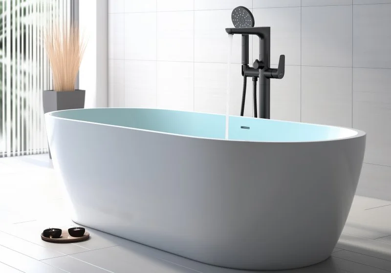 Смеситель для ванны напольный (внешняя и скрытая часть) AQUATEK, матовый черный AQ1145MB БЕТТА