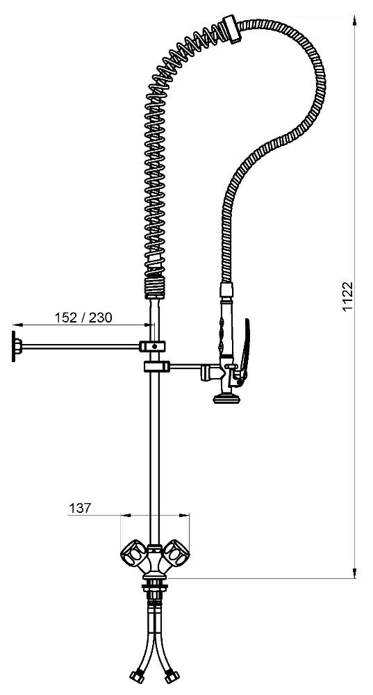 Профессиональный смеситель с гибким изливом. длина 1200 мм Nofer 07102.2.B