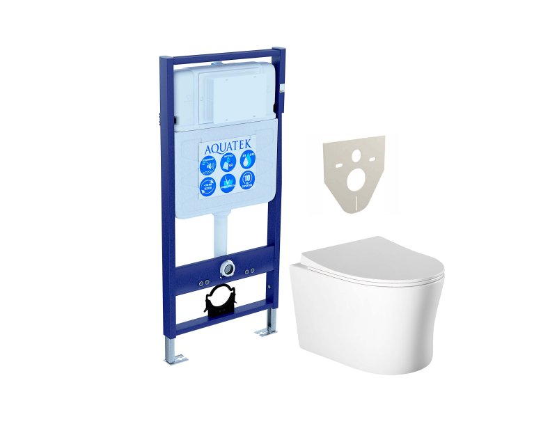 SET AQUATEK НИКА (рама AQUATEK Standard INS-0000012(без клавиши и крепежа), унитаз НИКА AQ2009-00