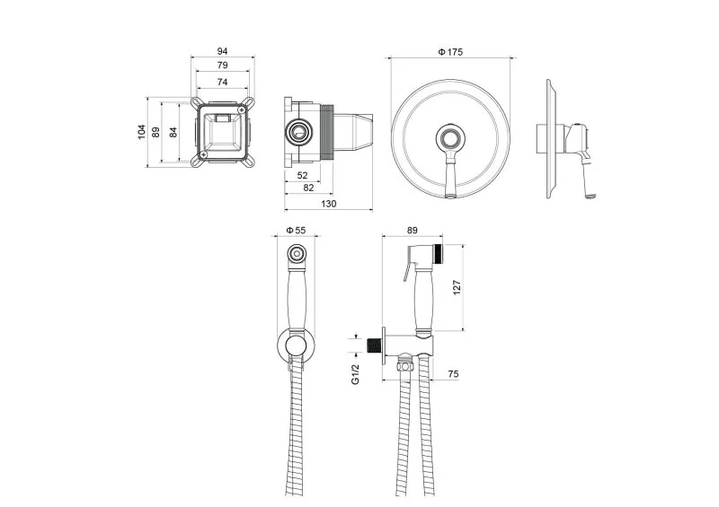 Набор с гигиеническим душем AQUATEK AQ1519MB КЛАССИК