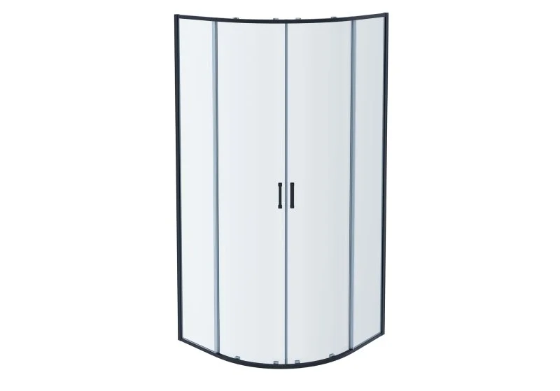 AQ ARI RO 09020GM Душевой уголок 1/4 круга, двери раздвижные 900x900x2000, профиль оружейная сталь