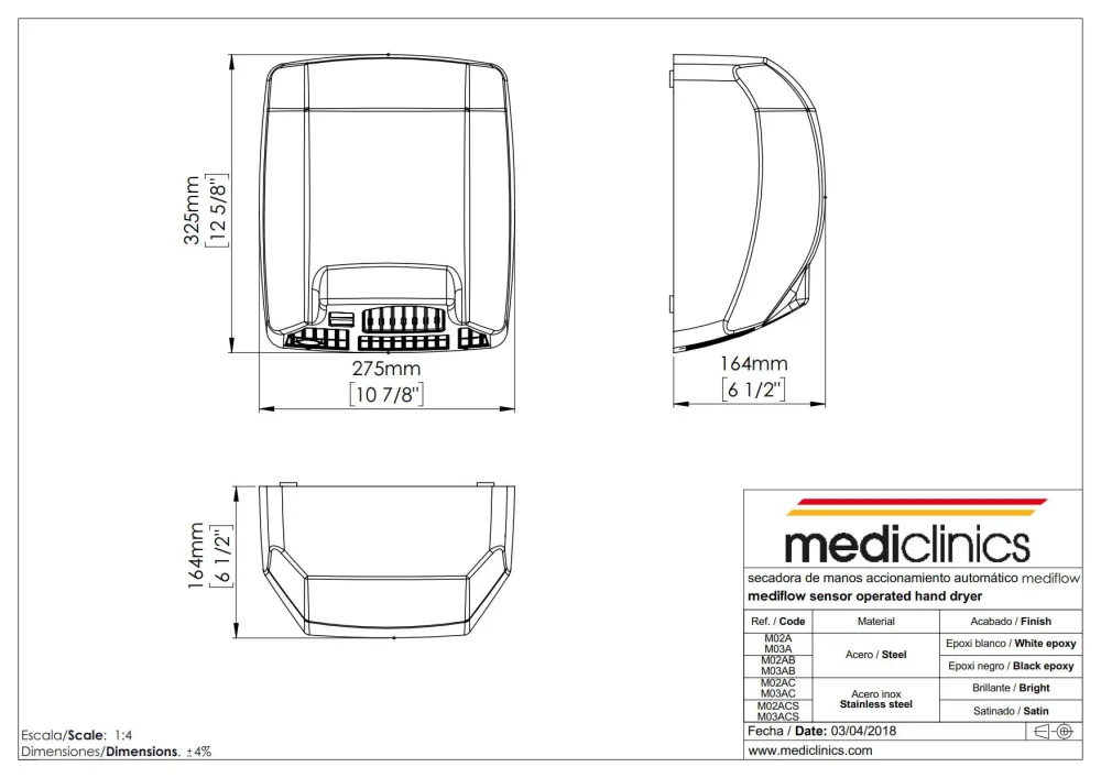 Сушилка для рук Mediclinics MEDIFLOW INTELLIGENT M02ACS