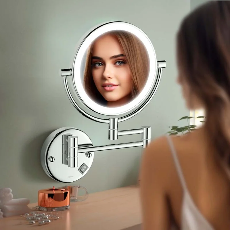 Зеркало косметическое настенное с подсветкой 5х AQUATEK AQ4912CR