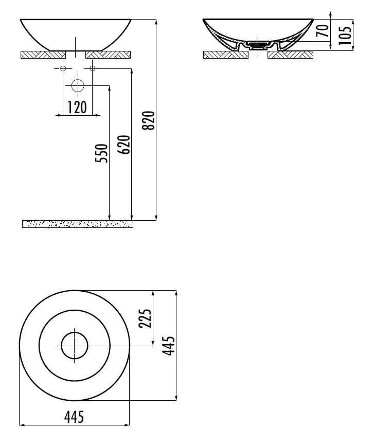 CREAVIT FOGLIA Раковина 145 см FG145-00CB00E-0000