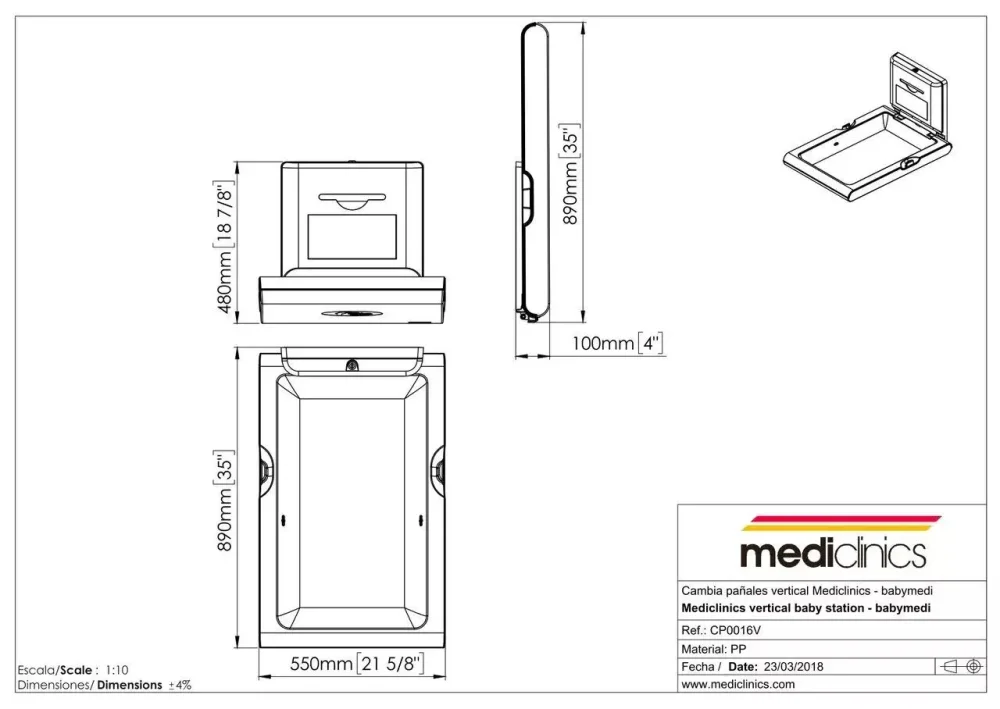 Пеленальный столик Mediclinics CP0016V