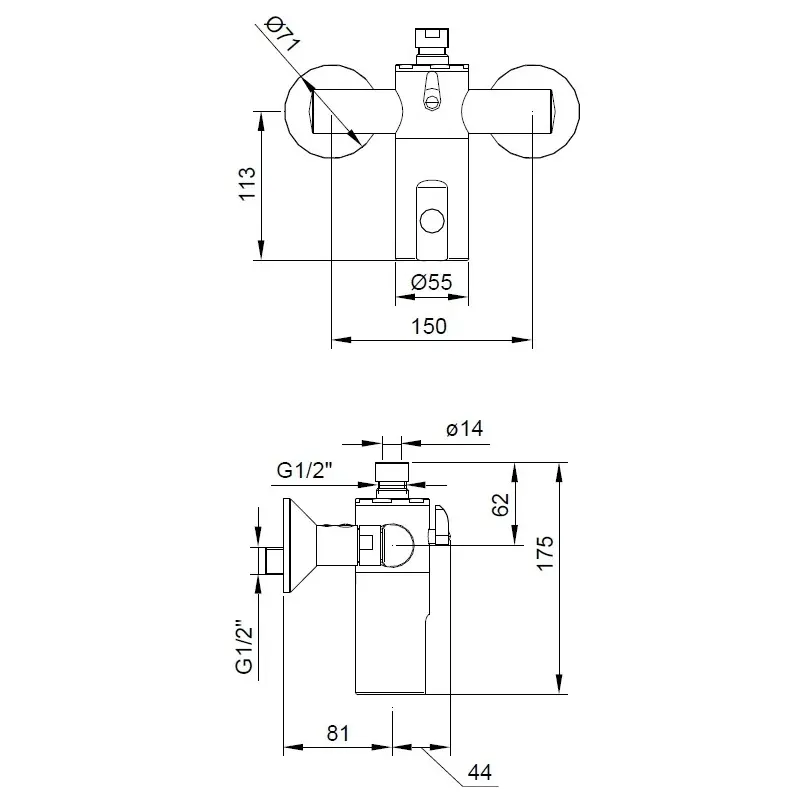Сенсорный смеситель для душа IDRAL 02574