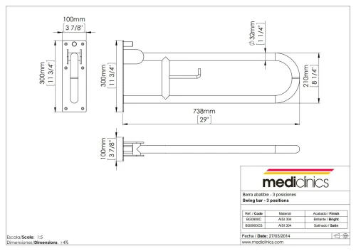 Поручень 85 см Mediclinics BG0900CS