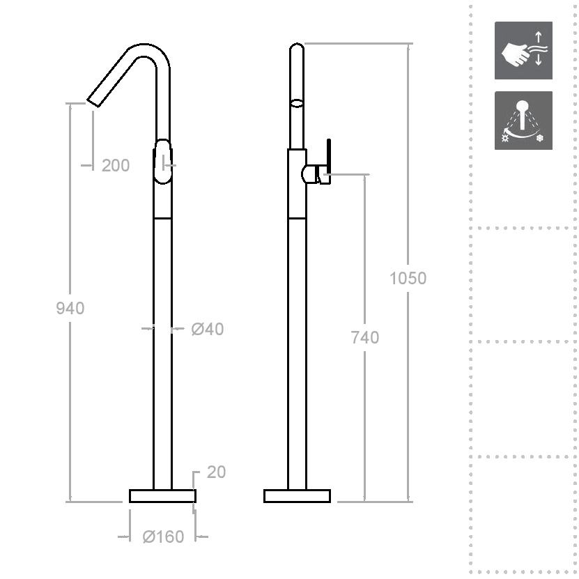 Напольный однорычажый смеситель для раковины тотем ALEXIA 367602SNC никель брашированный