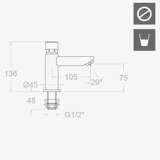Кран нажимной порционный SOLESTOP 7451