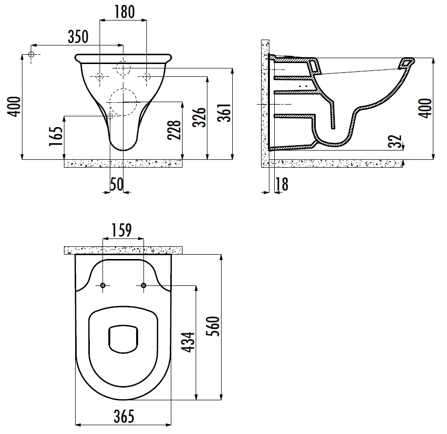 CREAVIT SELIN Унитаз подвесной с биде SL320-00CB00E-0000