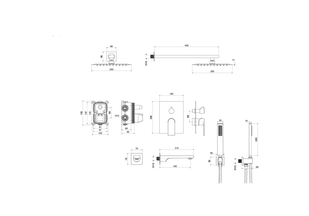 Set 4 в 1 душевой комплект AQUATEK AQ1473CR ЛИРА