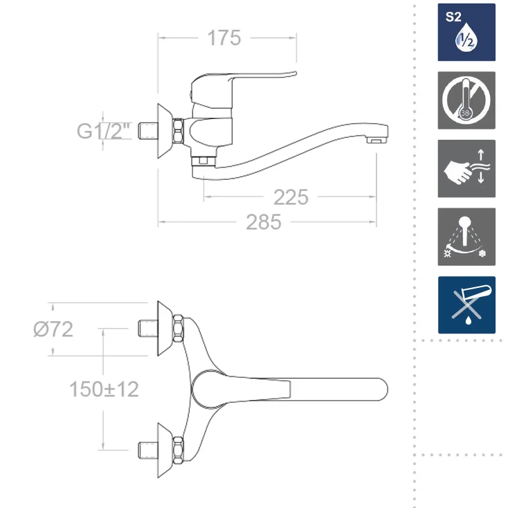 Смеситель для кухни однорычажный с поворотным изливом наружнего монтажа YPSILON PLUS 640702CC