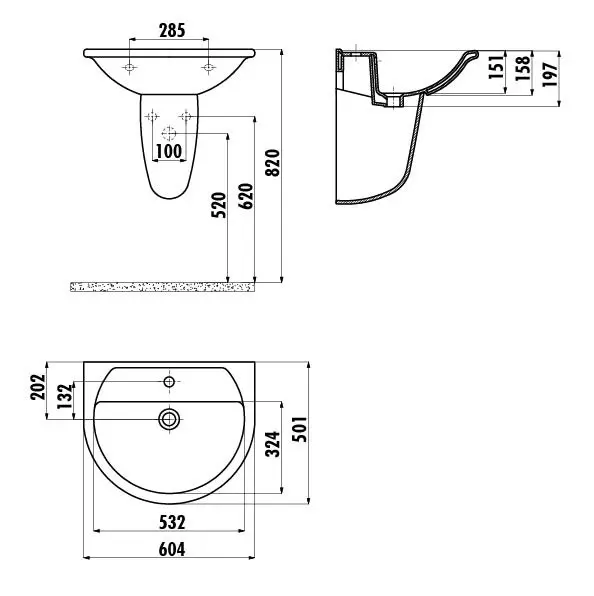 CREAVIT SL260-00CB00E-0000 SELIN Полупьедестал для раковины