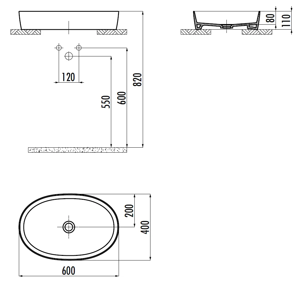 CREAVIT Раковина мебельная LP160 (60см)