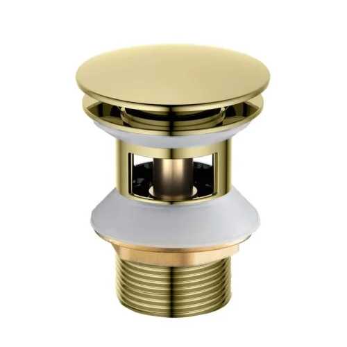 AQ6002PG сливной набор для раковины Push-open с переливом, крышка круглая, полир. Золото