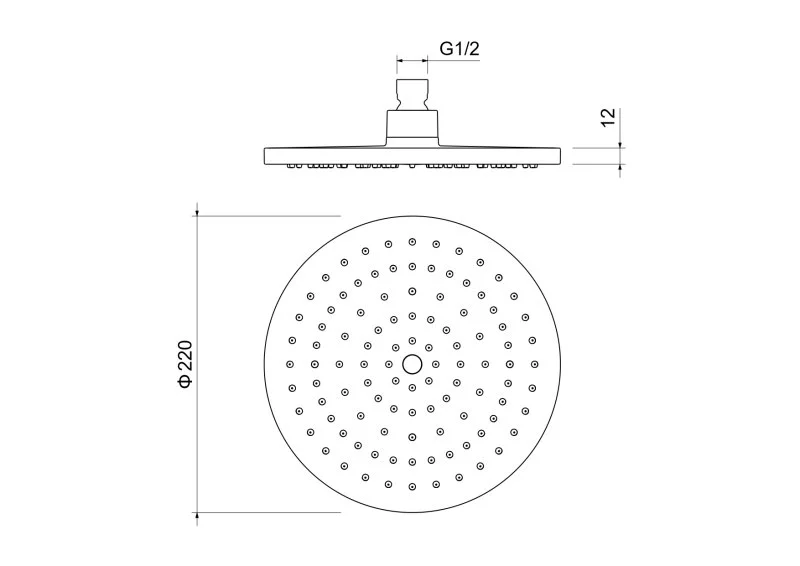 Круглый верхний душ 220*12 мм AQUATEK AQ2086CR