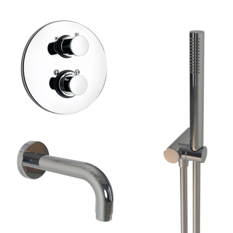Комплект на 2 потребителя с термостатом Cox PAINI 78CRSET26911THBATH, для ванны с ручным душем, хром