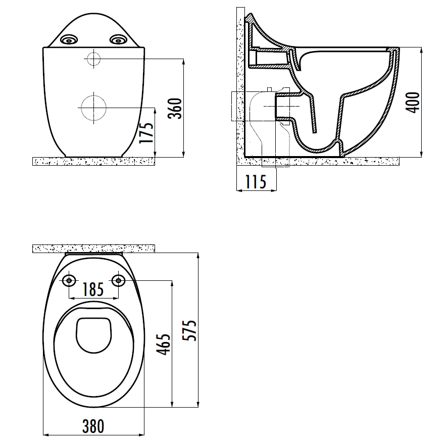 CREAVIT FOGLIA Унитаз напольный безободковый FG350-11CB00E-0000
