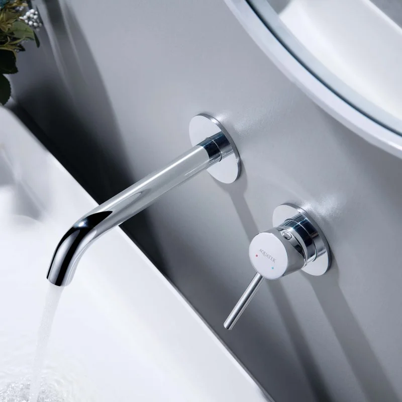 Смеситель для раковины настенный 2 отв. (внешняя и скрытая часть) AQUATEK AQ1313CR ЕВРОПА