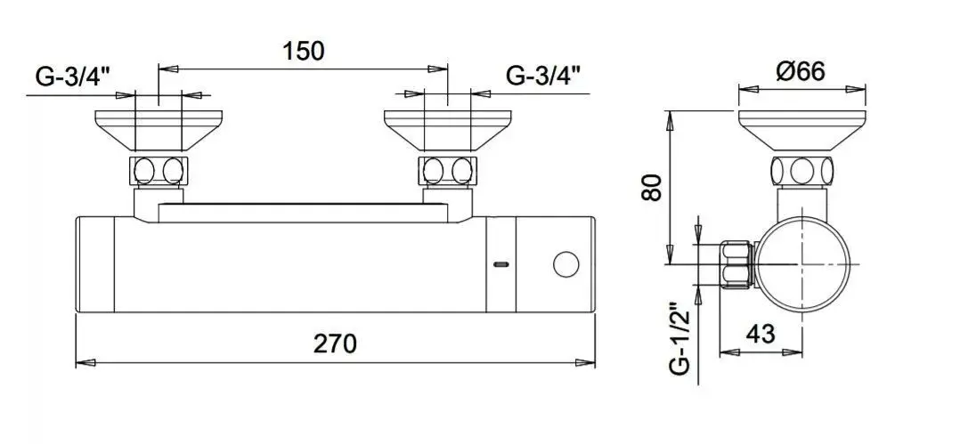 Система управления душем с пьезо-кнопкой и термостатом Stern Touch SH 1000 T Bottom Outlet