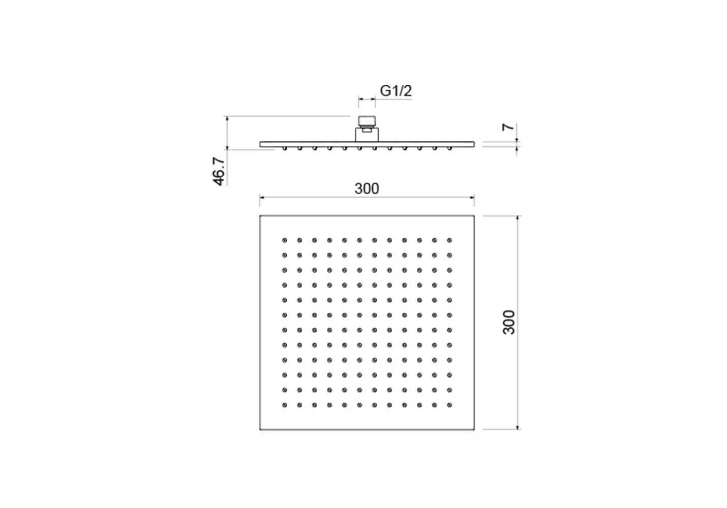 Квадратный верхний душ 300*300*7 мм AQUATEK AQ2078CR
