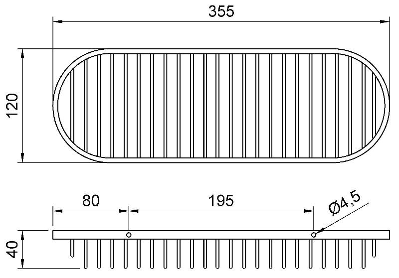 Мыльница в сеточку овальная 40х355х120 mm Nofer 09065.B