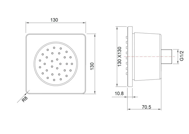 Боковая форсунка 130*130 AQUATEK, матовый черный AQ2099MB