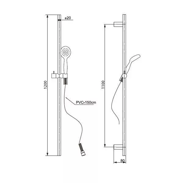 Душевая стойка с лейкой Paini Bergamo BRCR121L12