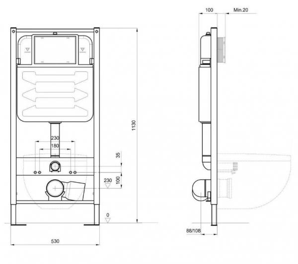 Инсталляция HYDROSMART 07801.N + Панель смыва HYDROSMART 07812.B + Унитаз Nofer ARLES 23040 белый