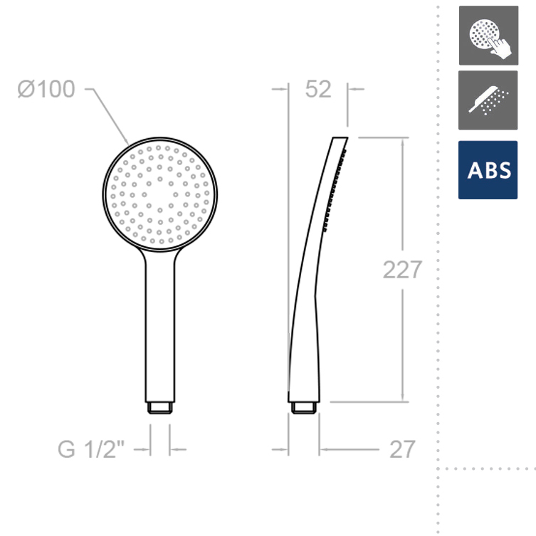 Душевая лейка из ABS-пластика 3520T1 с 1 режимом