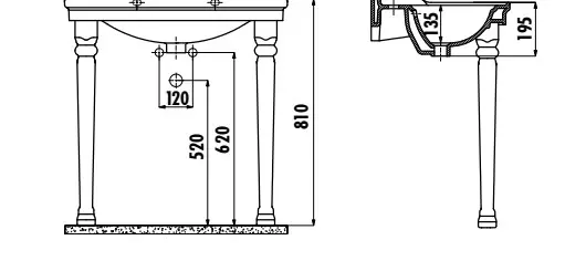 Ножки для раковины CREAVIT Antik (2 шт) (613 мм) KL270-00CB00E-0000