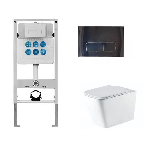 Инсталляция HYDROSMART 07801.N + Панель смыва HYDROSMART 07811.B + Унитаз подвесной Nofer ARLES 23040 белый