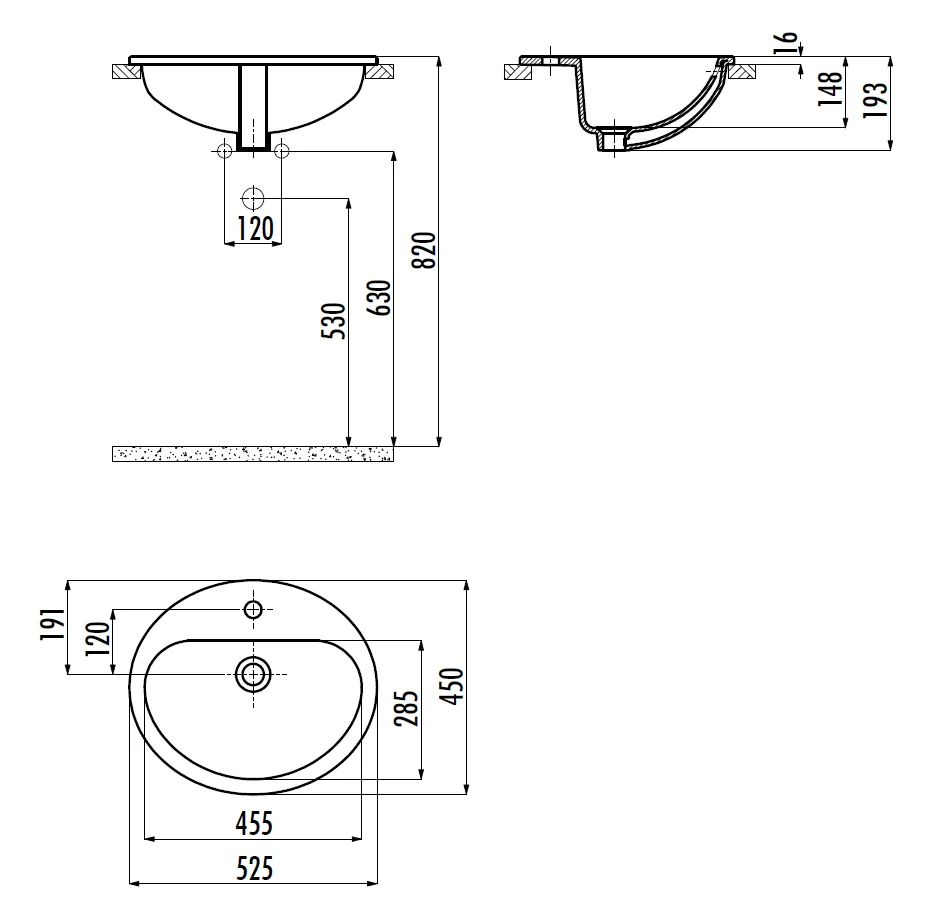 CREAVIT Раковина TP225-00CB00E-0000 мебельная (45*52)