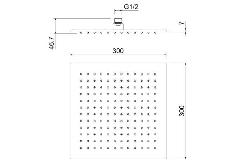 Квадратный верхний душ 300*300*7 мм AQUATEK AQ2078CR