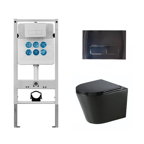 Инсталляция HYDROSMART 07801.N + Панель смыва HYDROSMART 07811.B + Унитаз Nofer Nantes 23031 чёрный