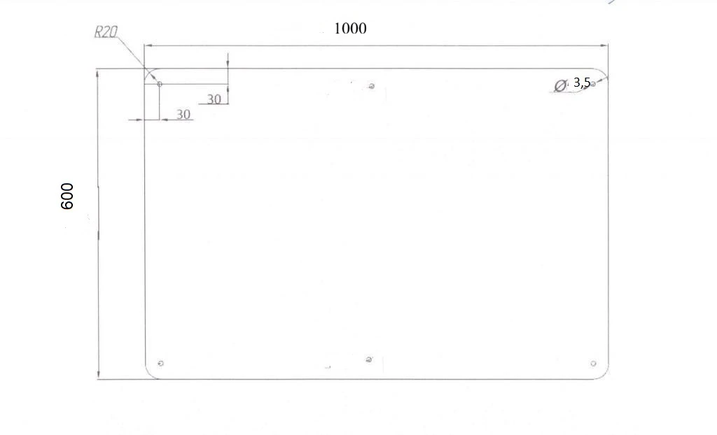 Зеркало из нержавеющей стали 600*1000 мм SAWY SNZ 9