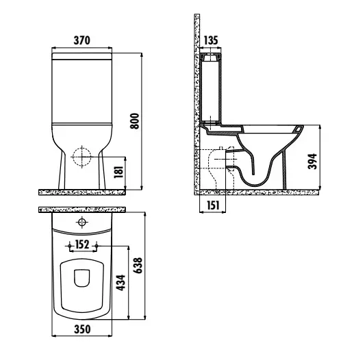 CREAVIT LARA Бачок ЧЕРНЫЙ МАТОВЫЙ LR410-00SM00E-0000