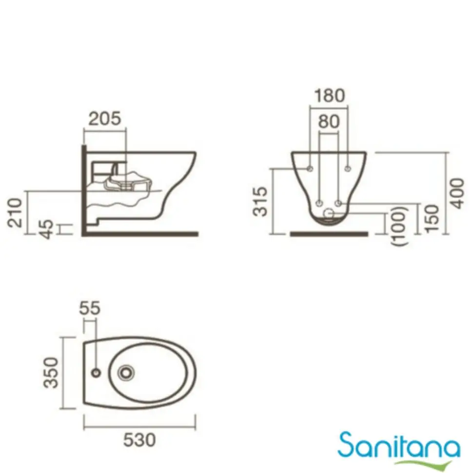 Биде подвесное Sanitana POP S10076534900000