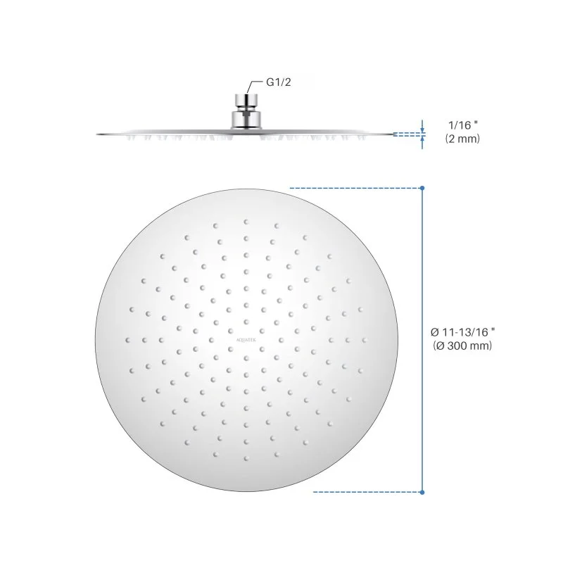 Круглый верхний душ 300*2 мм AQUATEK AQ2075CR