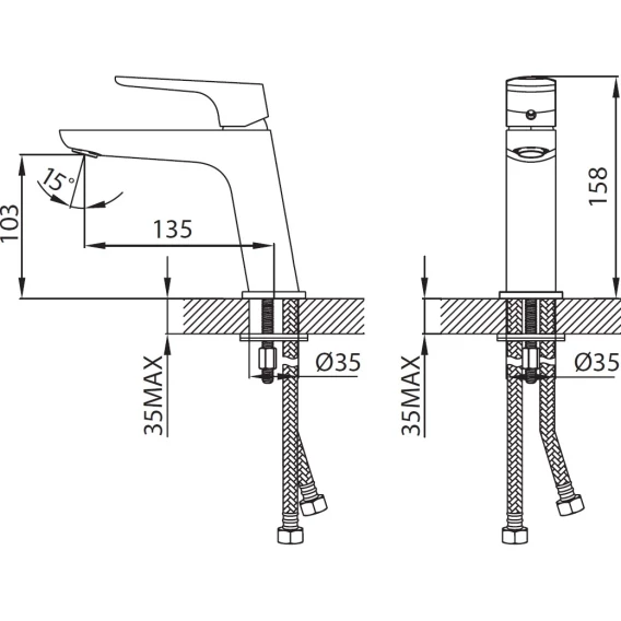 Creavit SP1500 Смеситель для раковины Slope