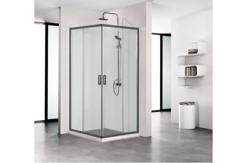 AQ ARI KV09020BL Душевой уголок квадратный, двери раздвижные 900x900x2000 профиль черный