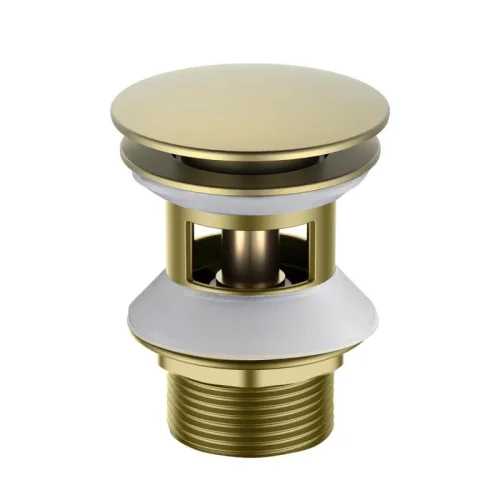 AQ6002BG сливной набор для раковины Push-open с переливом, крышка круглая, шлиф. золото