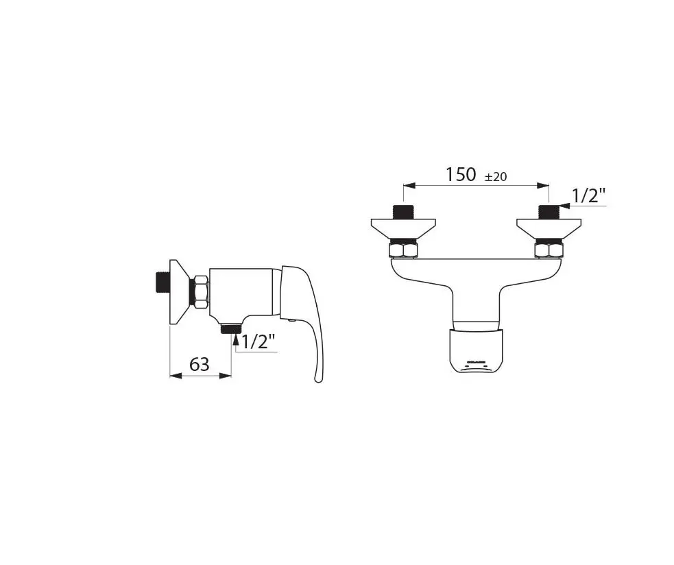 Механический смеситель для душа DELABIE 2239S