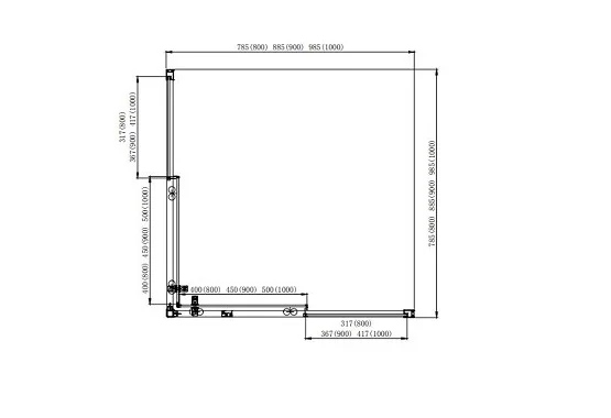 AQ ARI KV08020BL Душевой уголок квадратный, двери раздвижные 800x800x2000 профиль черный
