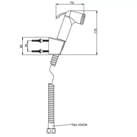 Комплект гигиенического душа для биде Paini 53CR174KIT (В комплекте: вывод под воду и шланг ARIA)